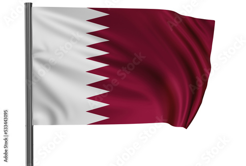 Qatar national flag, waved on wind, PNG with transparency