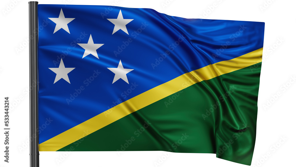 Obraz premium Solomon island flag, waved on wind, PNG with transparency