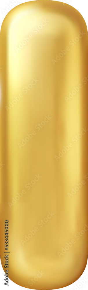 Shiny golden balloon uppercase english alphabet text I