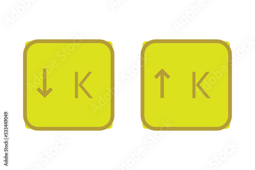 Hyperkalaemia and Hypokalaemia – Potassium K excess and deficit electrolyte disorder, yellow arrow icon vector illustration