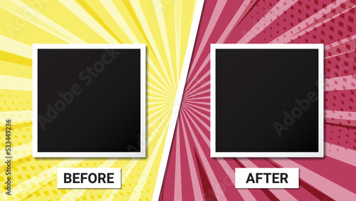 Before and after frame thumbnail in two different color background
