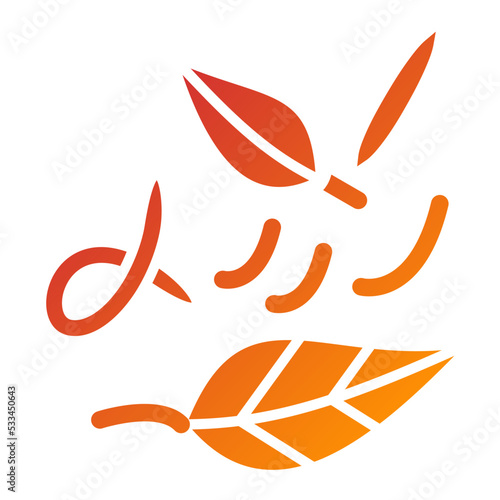 Leaf Fluttering in Wind Icon Style