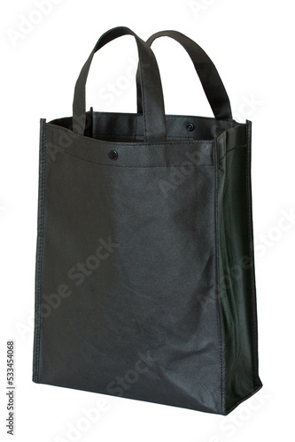 black reusable shopping bag isolated with clipping path for mockup