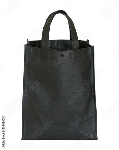 black reusable shopping bag isolated with clipping path for mockup
