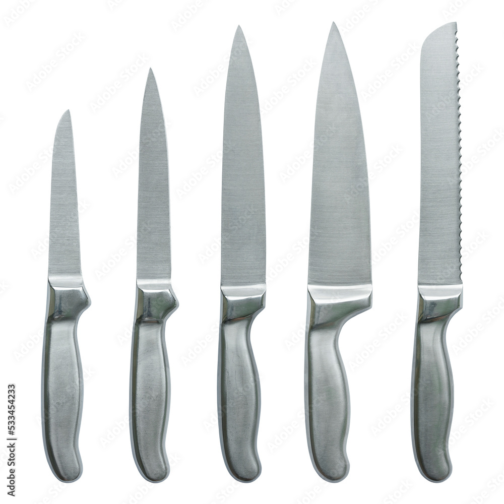 set of kitchen knifes isolated with clipping path set of kitchen knifes isolated with clipping path
