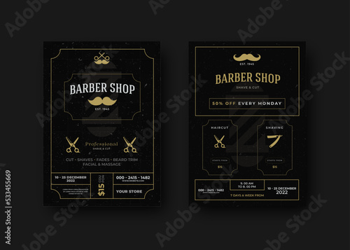 professional modern barber shop flyer layout. editable promotion banner poster template. 