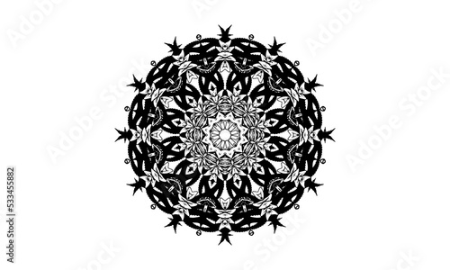 B6 mandala design abstract black color vector unique modern Iliustration for t shirt design 