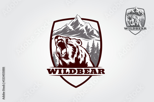 Wild Bear Vector Logo Illustration. Vector logo template suitable for businesses and product names.Background logo