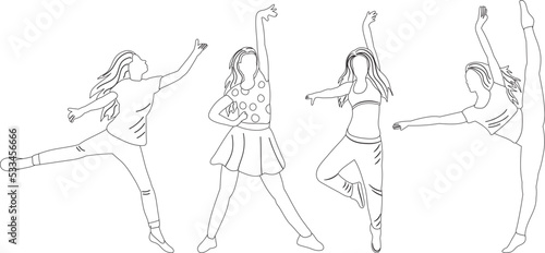 dancing woman, girl sketch ,contour