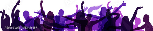 crowd of dancing people portrait silhouette on white background isolated vector