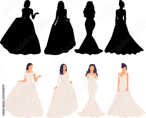 bride silhouette on white background isolated vector