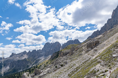 landscape of the dolomites in the surroundings of vajolet