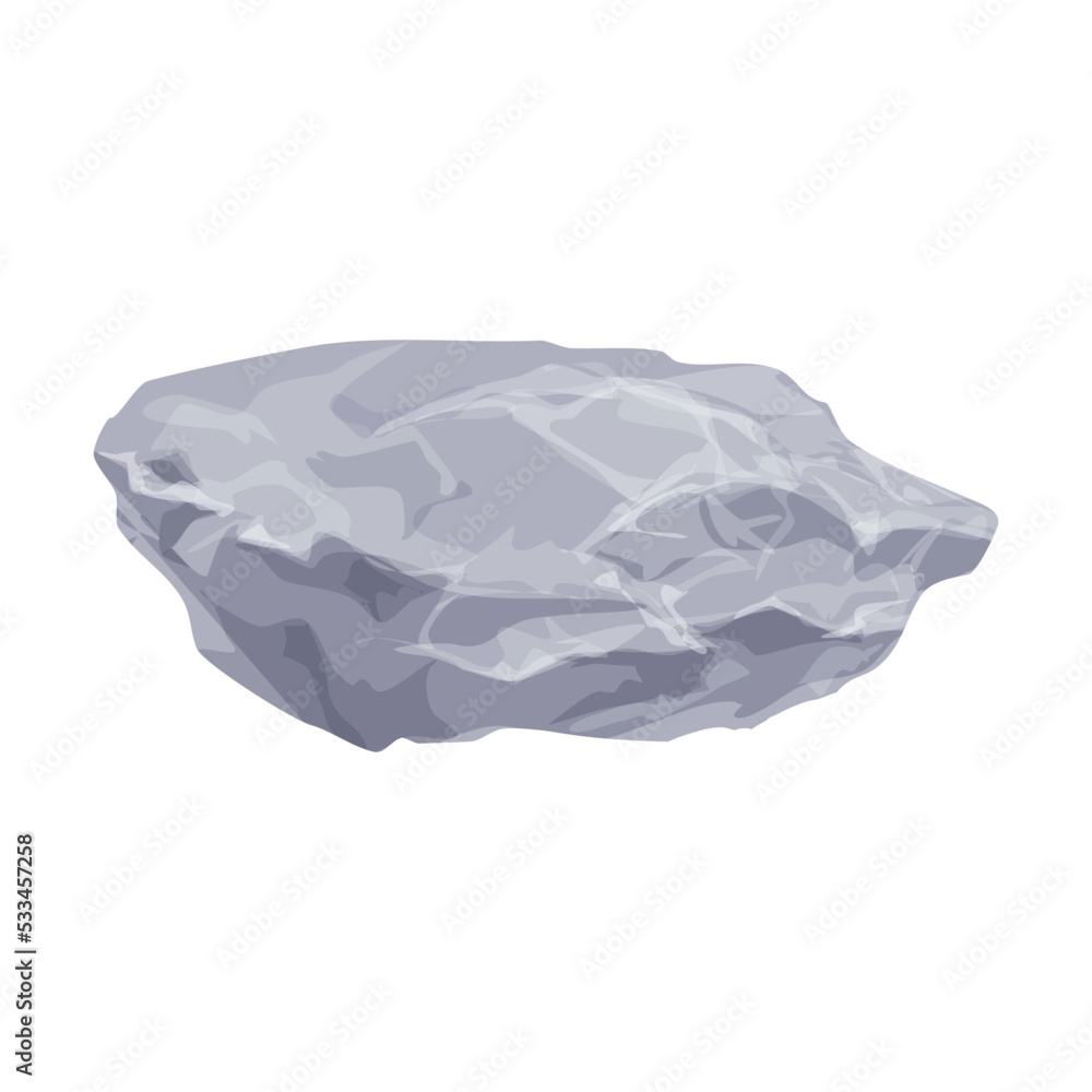 Big stone in gray color in realistic style for printing and decoration.Vector illustration.