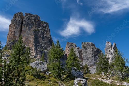 landscapes of the dolomites around cinque torri