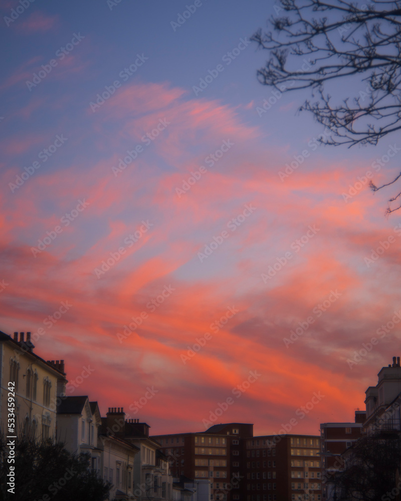 Fototapeta premium Red sky over Hove, England