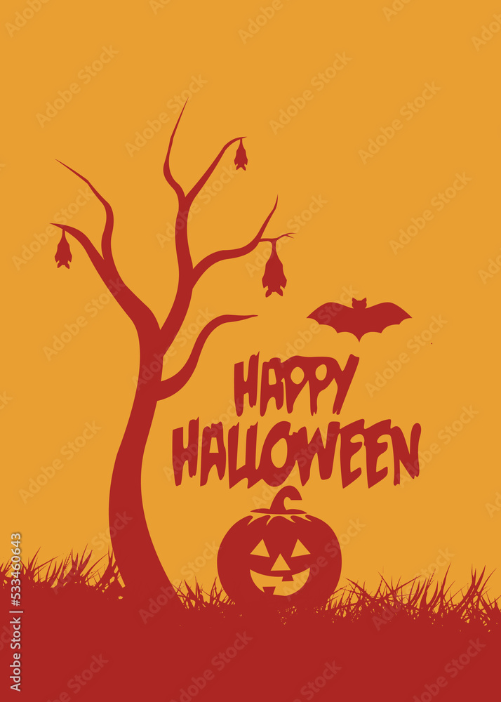 Happy Halloween lettering. Bats for greeting cards, posters, banners, flyers and invitations.
