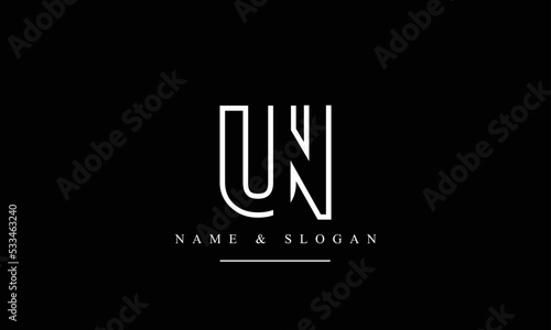 UN, NU, U, N abstract letters logo monogram