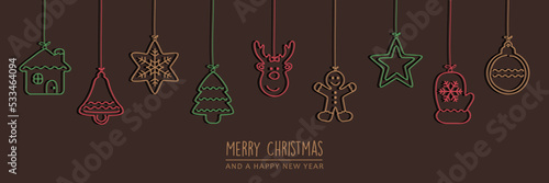merry christmas card with white hanging decoration