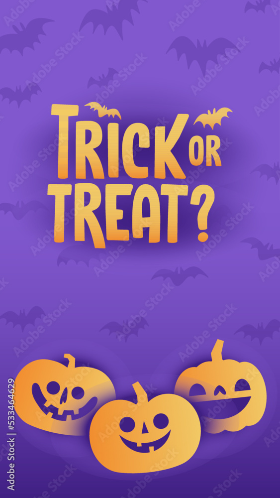 Halloween banner with copy space. Trick or treat lettering sign with bats and carved pumpkins. Cute and funny spooky style. Halloween banner with copy space. Trick or treat lettering sign with bats and carved pumpkins. Cute and funny spooky style.
