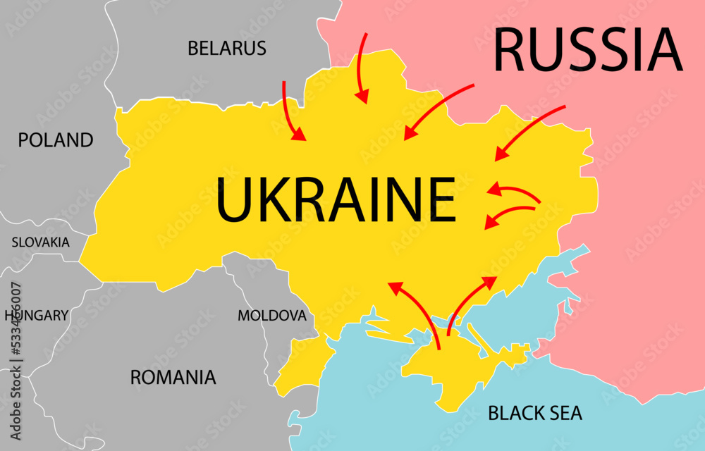 Map of the war in Ukraine. Ukraine and Russia military conflict