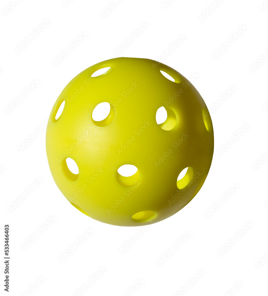 Yellow Pickleball on a transparent background.