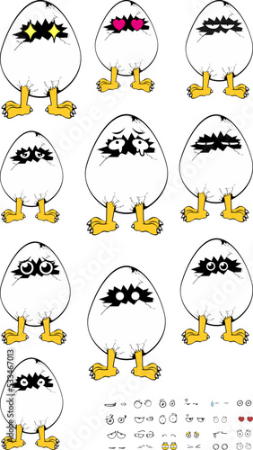 funny egg character cartoon expressions set illustration in vector format