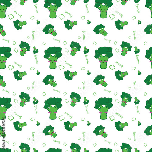 Brocolli Cute kawaii pattern seamless green for kid