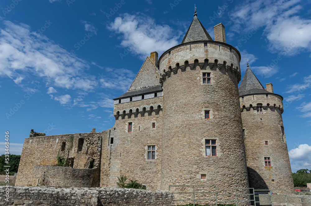 Panoramic view of Chateau de Suscinio in Gulf of Morbihan, Brittany (Bretagne), France