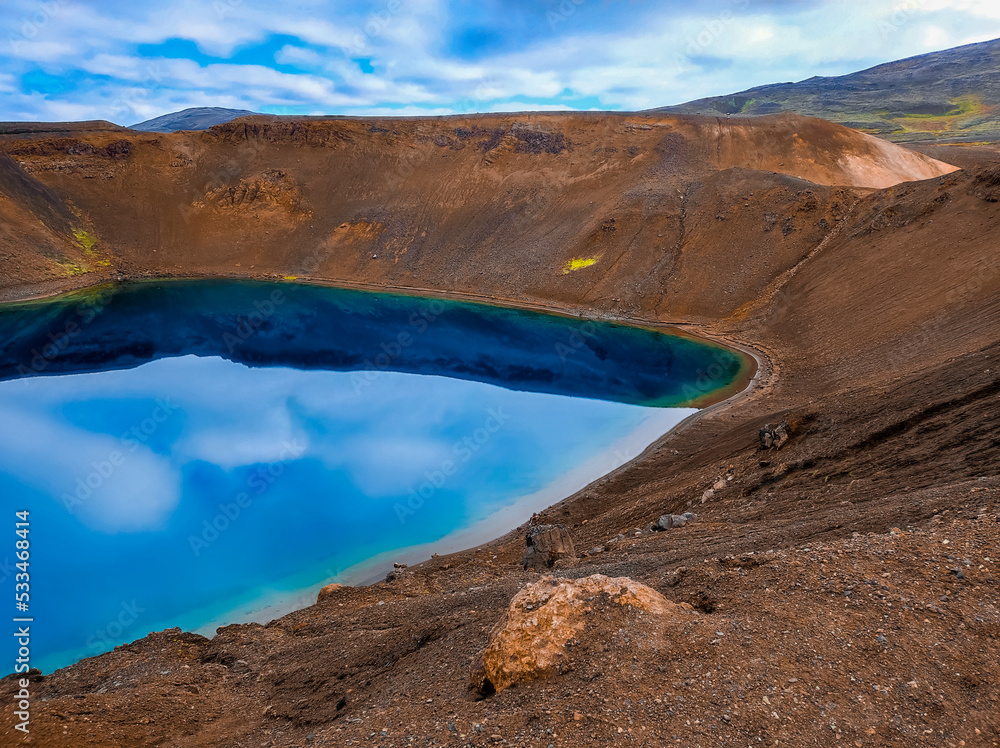 The sleeping volcanic crater with rainwater