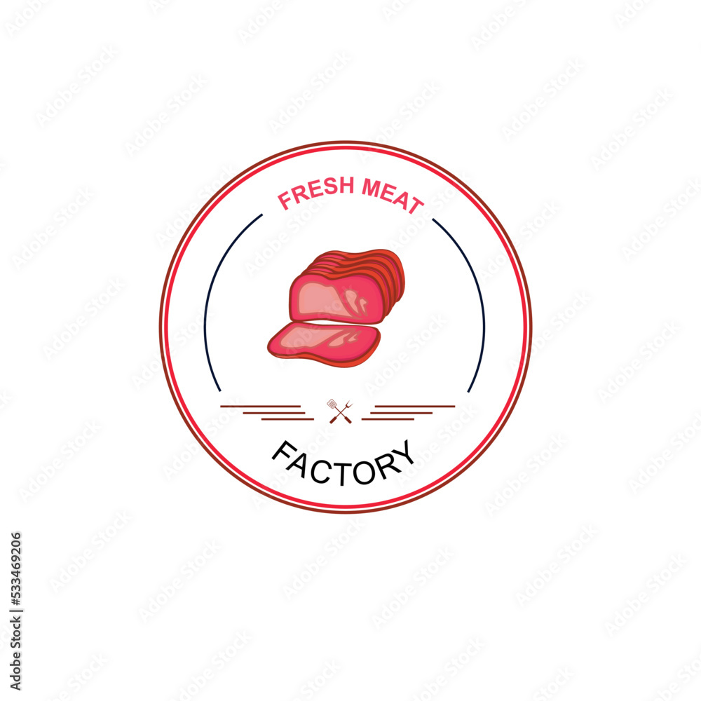 Obraz premium fresh meat factory shop logo