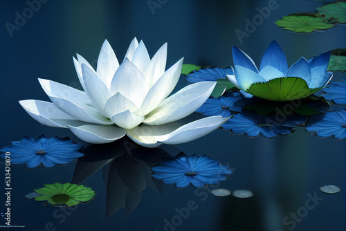 Beautiful Gorgeous Majestic Lotus in the Lake, Nature, Flower, AI Generative