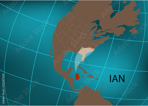 Hurricane Ian. Hurricane Ian toward Cuba and Florida. Vector illustration. EPS 10
