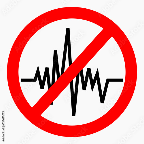 Noise ban. No noise. Volume ban. Keep quiet. Quiet. Silence. Vector icon.