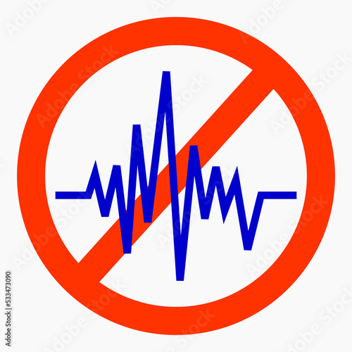 Noise ban. No noise. Volume ban. Keep quiet. Quiet. Silence. Vector icon.