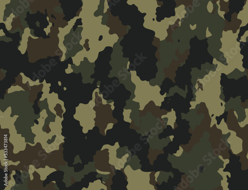 Army camouflage pattern, seamless shape texture, fashion design disguise