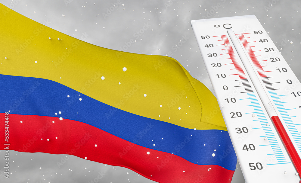 Winter in Colombia with severe cold, negative temperature, Cold season