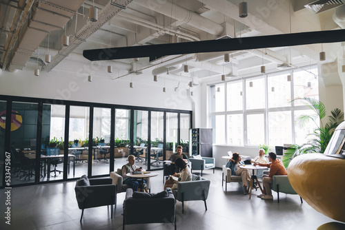Принти на полотні Group of colleagues working in spacious office