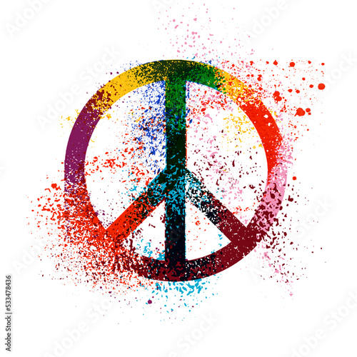 Antiwar peace pacifism colorful sign splash grunge style poster design. Eps 10 vector illustration.