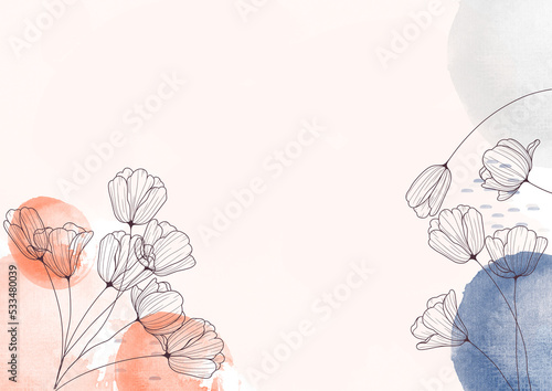 background with flowers drawing for invitations