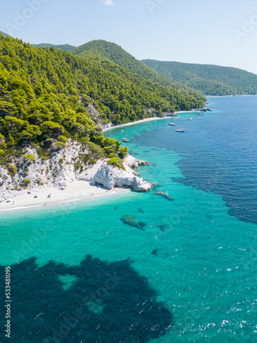 Blue water beach in Greece.