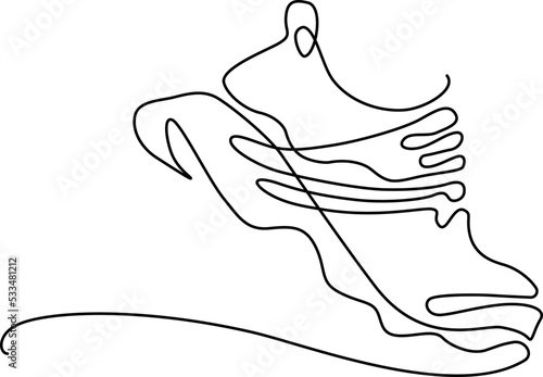 Sport shoes. Sneakers. Continuous line drawing. Vector  illustration.