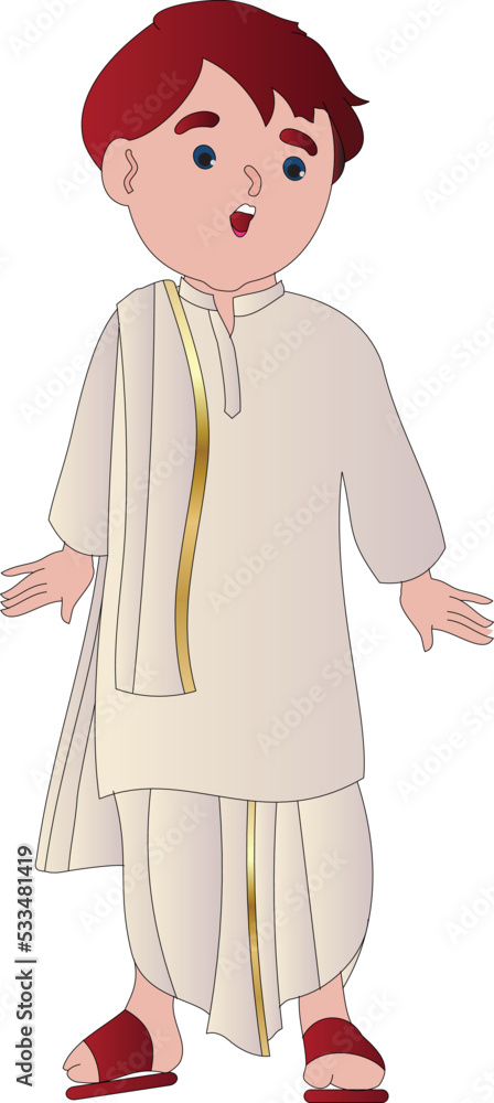 Vector graphic illustration. Indian Bengali man. Individually on a white background. Vector graphic illustration. Indian Bengali man. Individually on a white background.