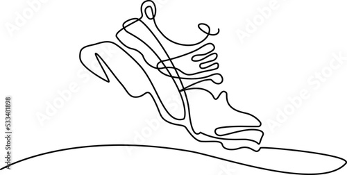 Sport shoes. Sneakers. Continuous line drawing. Vector illustration.