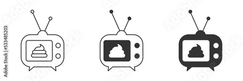 Shit on the TV. TV icon with shit symbol inside. Vector illustration. photo