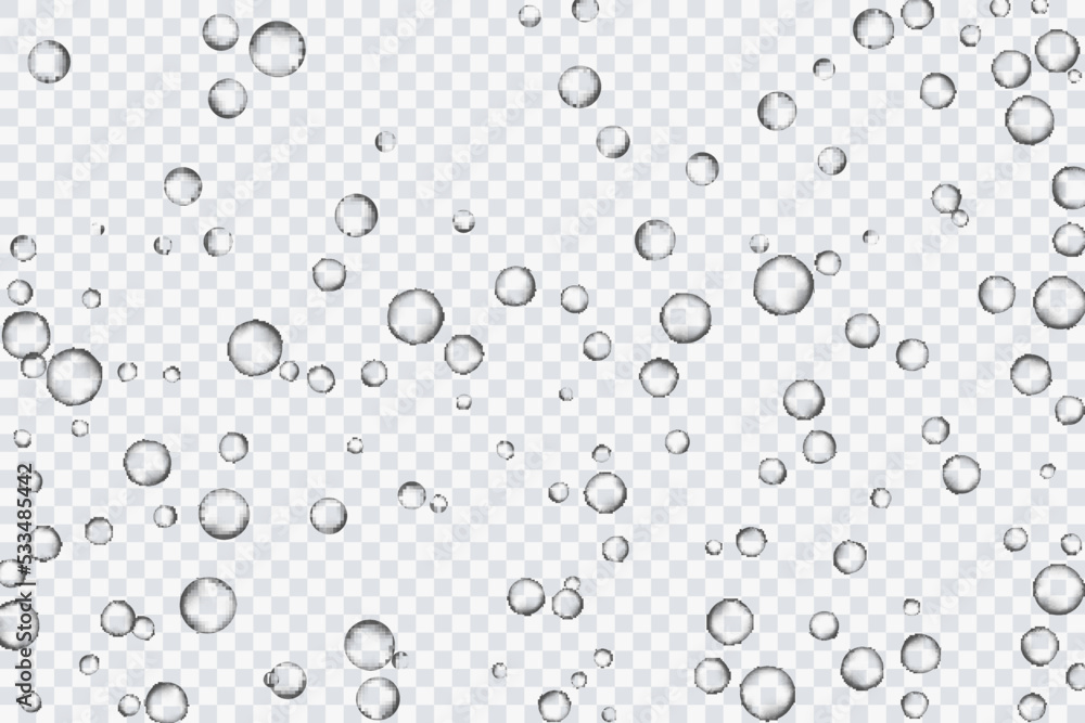 Air bubbles, oxygen, champagne crystal clear, isolated on a transparent background of modern design. Vector illustration of EPS 10. Air bubbles, oxygen, champagne crystal clear, isolated on a transparent background of modern design. Vector illustration of EPS 10.