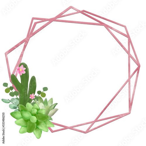 frame of flowers, cactus desert plants