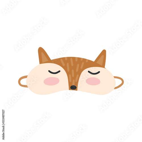Eye mask vector sleeping night accessory relax resst in traveling illustration set of face sleepy protection cartoon asleep fox