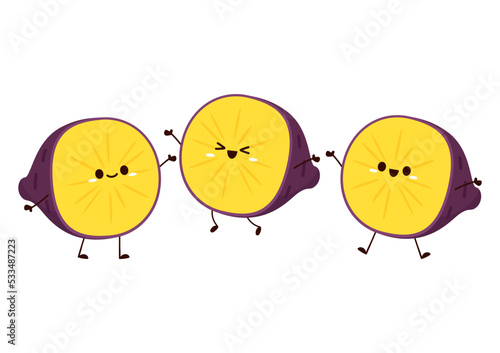 Roasted sweet potato. Sweet potato cartoon. Sweet potato character design.