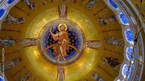 Mosaic decorations inside Saint Sava Church in Belgrade, Serbia.