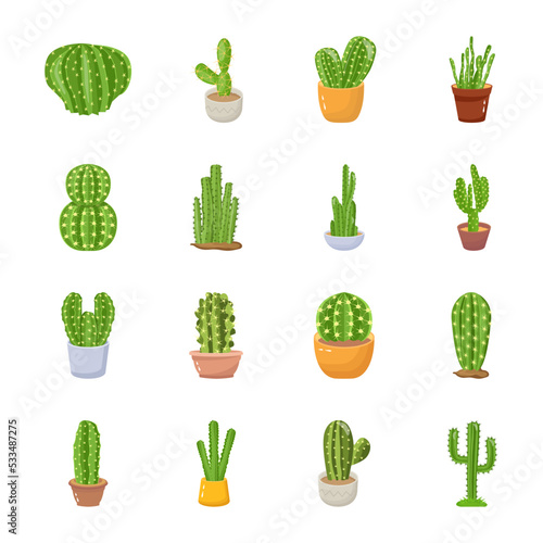 Cactus plant flat illustration, editable design 